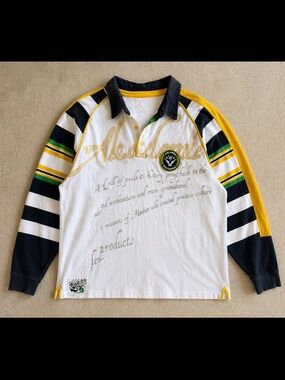 Akademiks AKDMKS Rugby Shirt Men’s Large Striped Long Sleeve Polo Y2K Streetwear